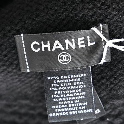 Chanel Cashmere Wool CC Beanie Hat Black Light Beige 5 of 6