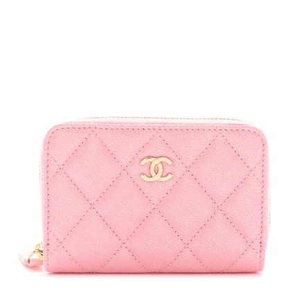 Chanel Iridescent Caviar Quilted Zip Coin Purse Pink 1 of 8