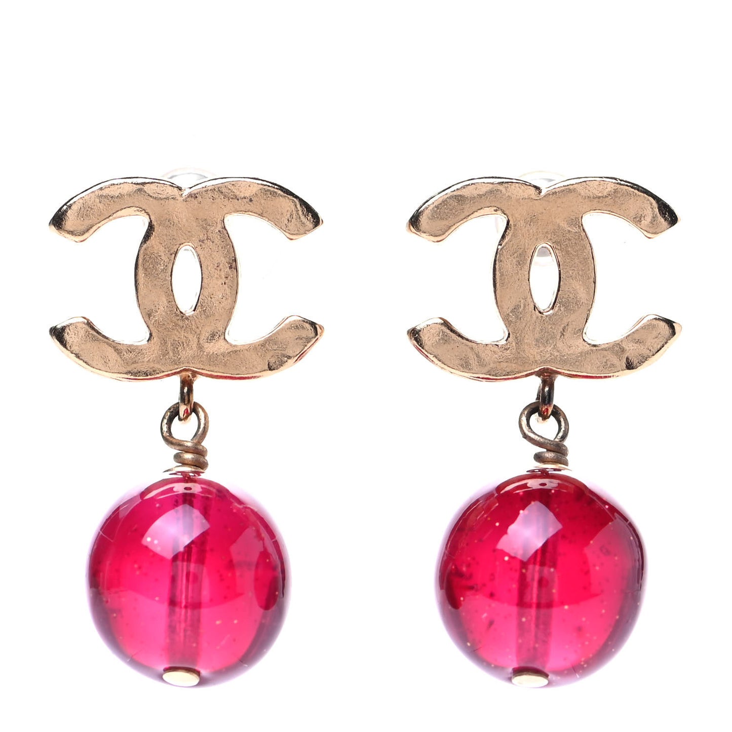 Bead CC Drop Earrings Gold Bordeaux