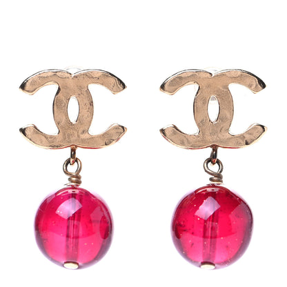 Chanel Bead CC Drop Earrings Gold Bordeaux 1 of 4