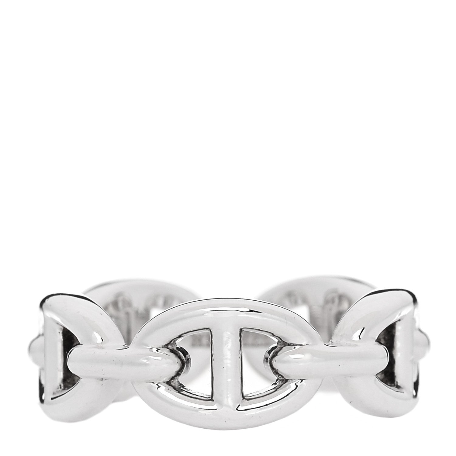 Hermes Sterling Silver PM Chaine d'Ancre Enchainee Band Ring 52 6 1 of 7
