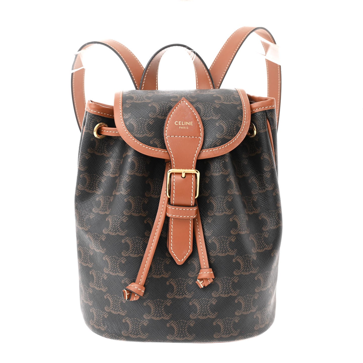 Triomphe Canvas Calfskin Mini Folco Backpack Tan