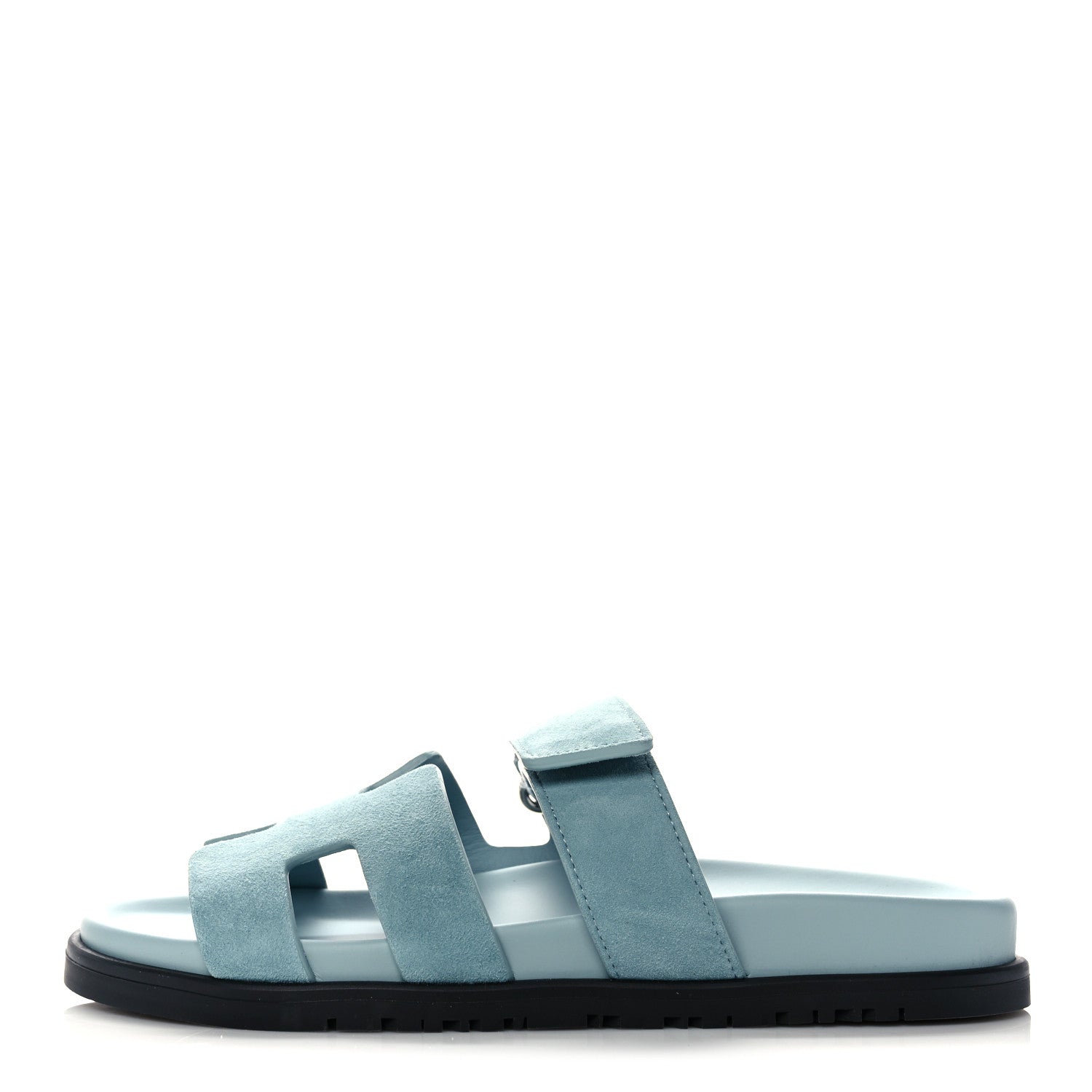 Hermes Suede Goatskin Womens Chypre Sandals 37 Vert d'eau 1 of 9