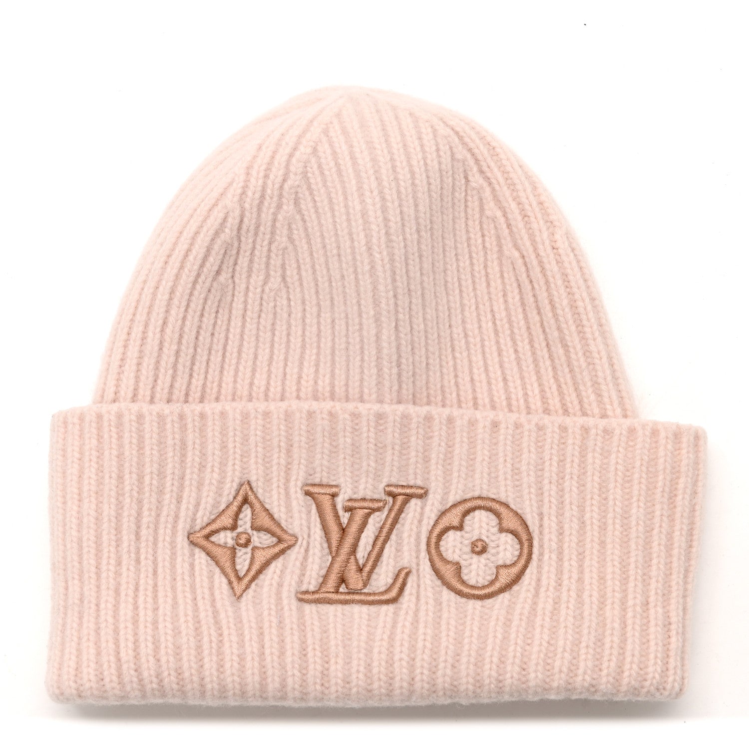 ビーニー・LV ヘッドライン Louis Vuitton ピンク Louis Vuitton Wool Monogram LV Headline Beanie Hat Beige Rose