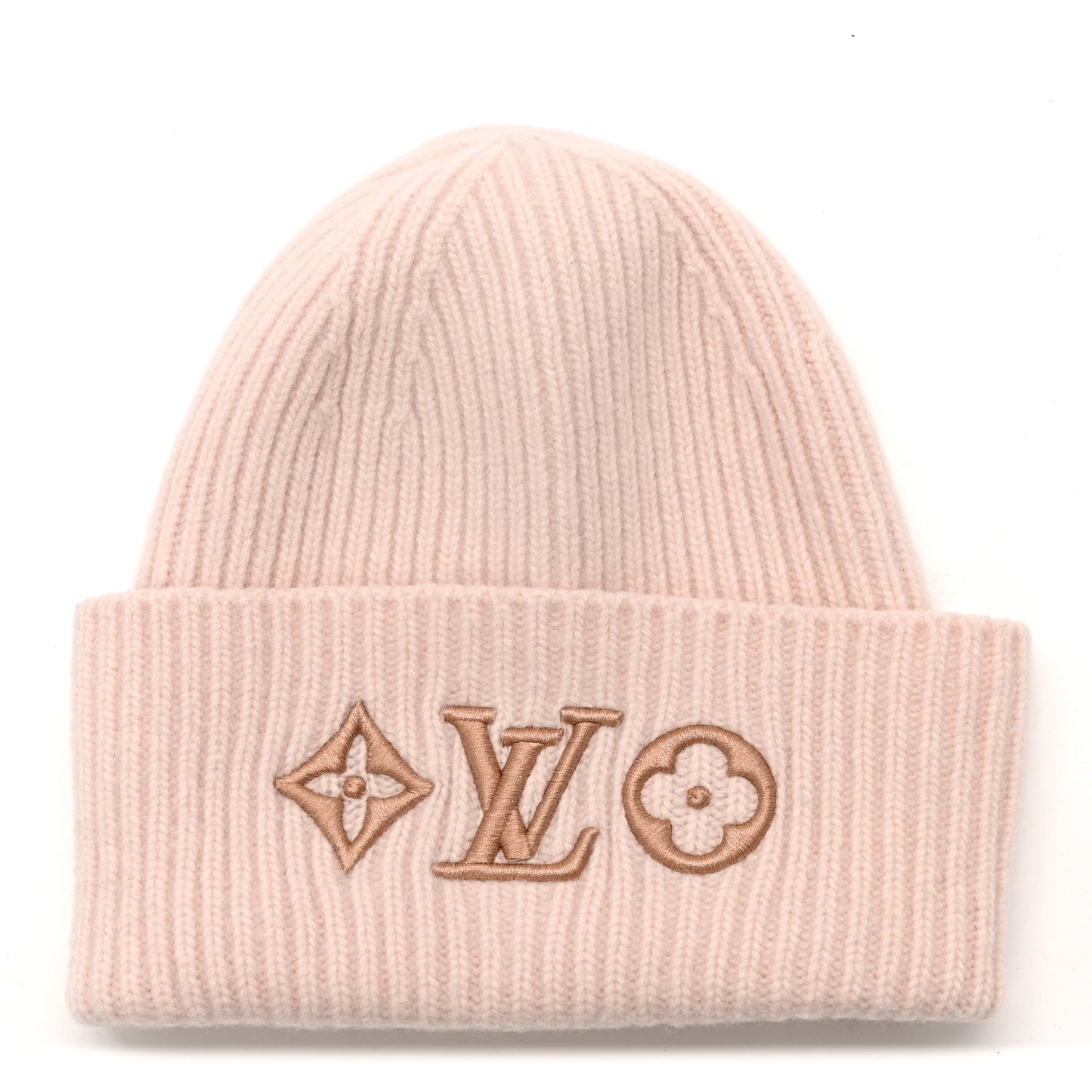 Wool Monogram LV Headline Beanie Hat Beige Rose