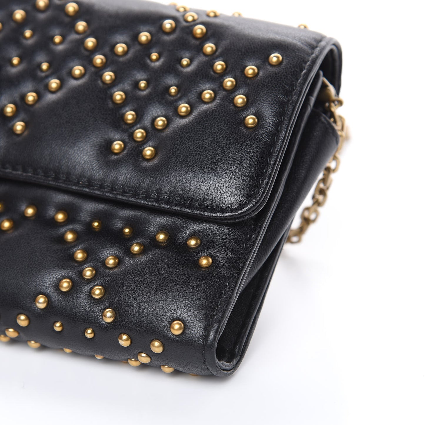 Lambskin Cannage Studded Dioraddict Wallet on Chain Black