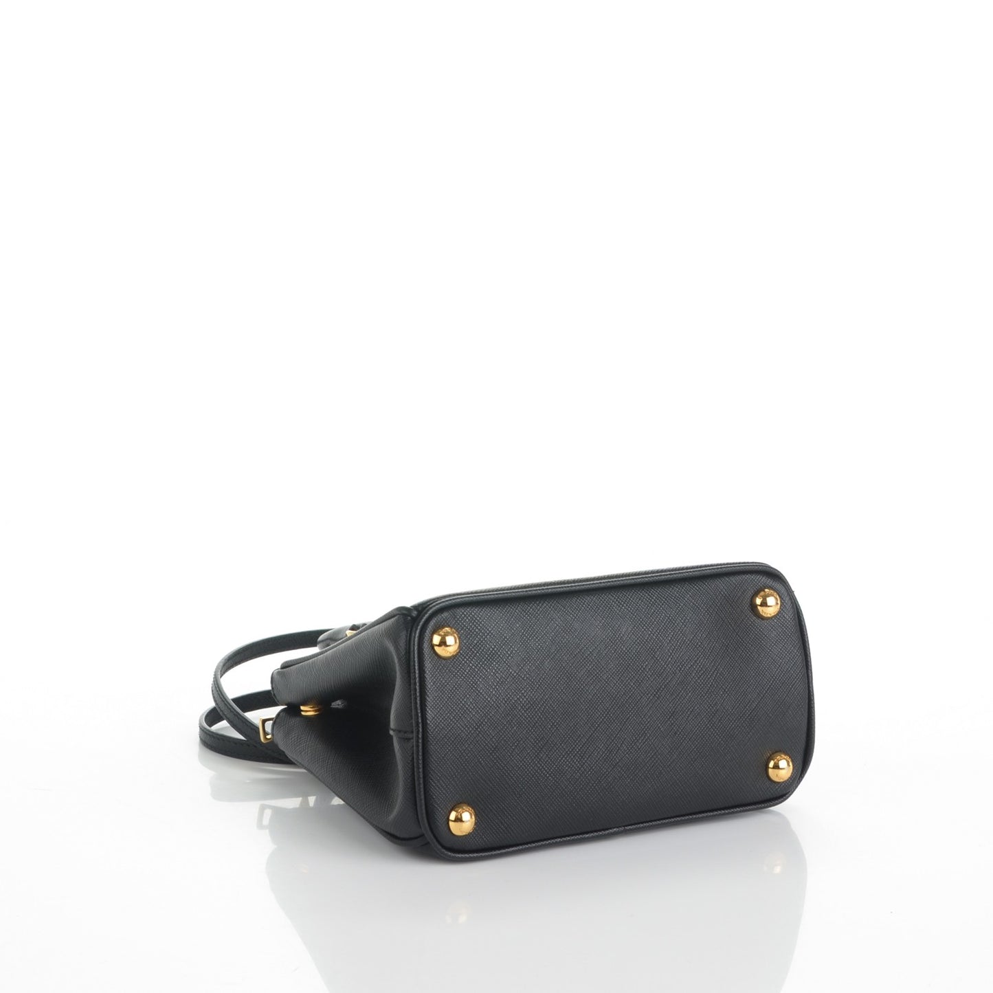 Saffiano Lux Micro Galleria Double Zip Tote Black