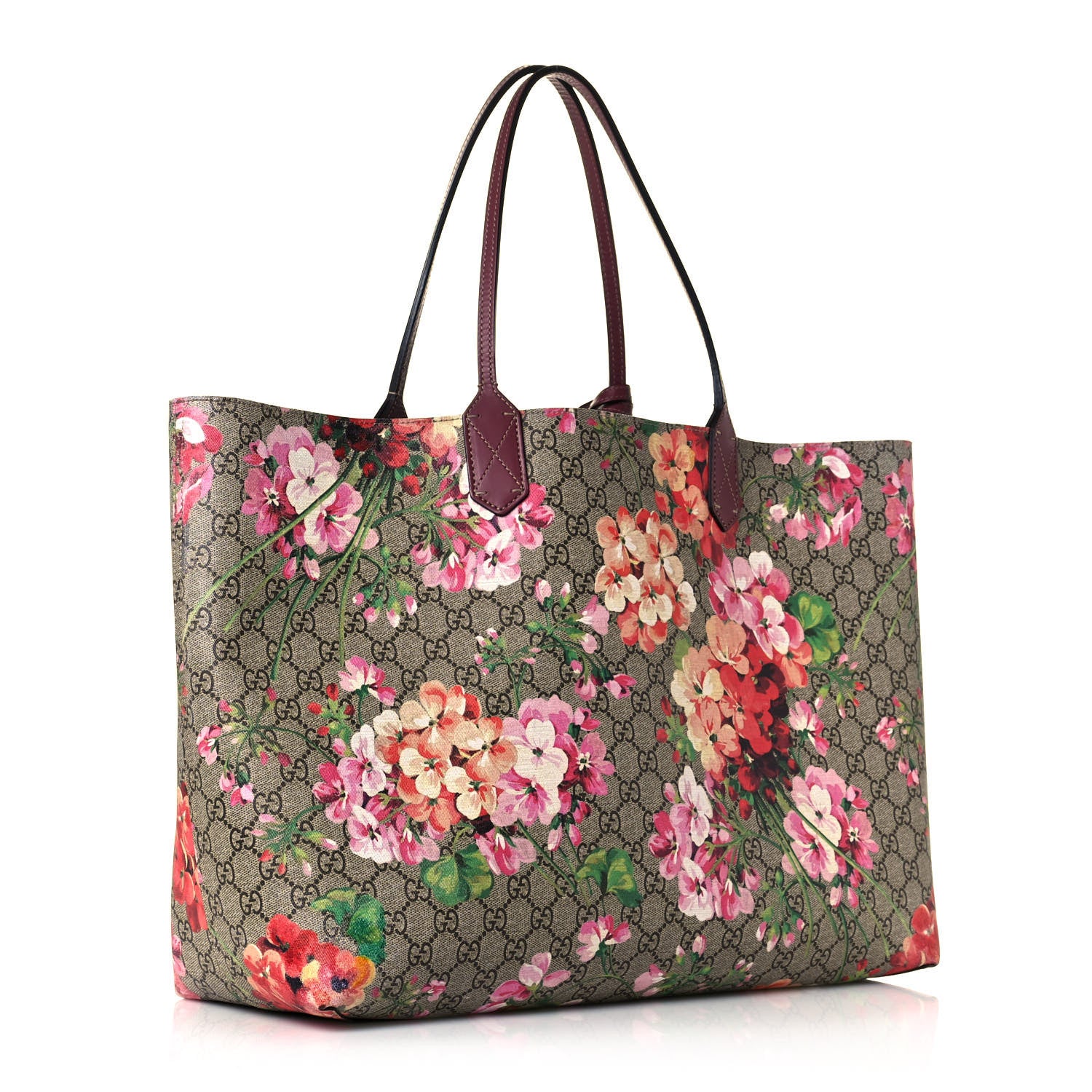 Gucci GG Supreme Monogram Blooms Large Reversible Tote Beige Multicolor Dry Rose 1 of 28
