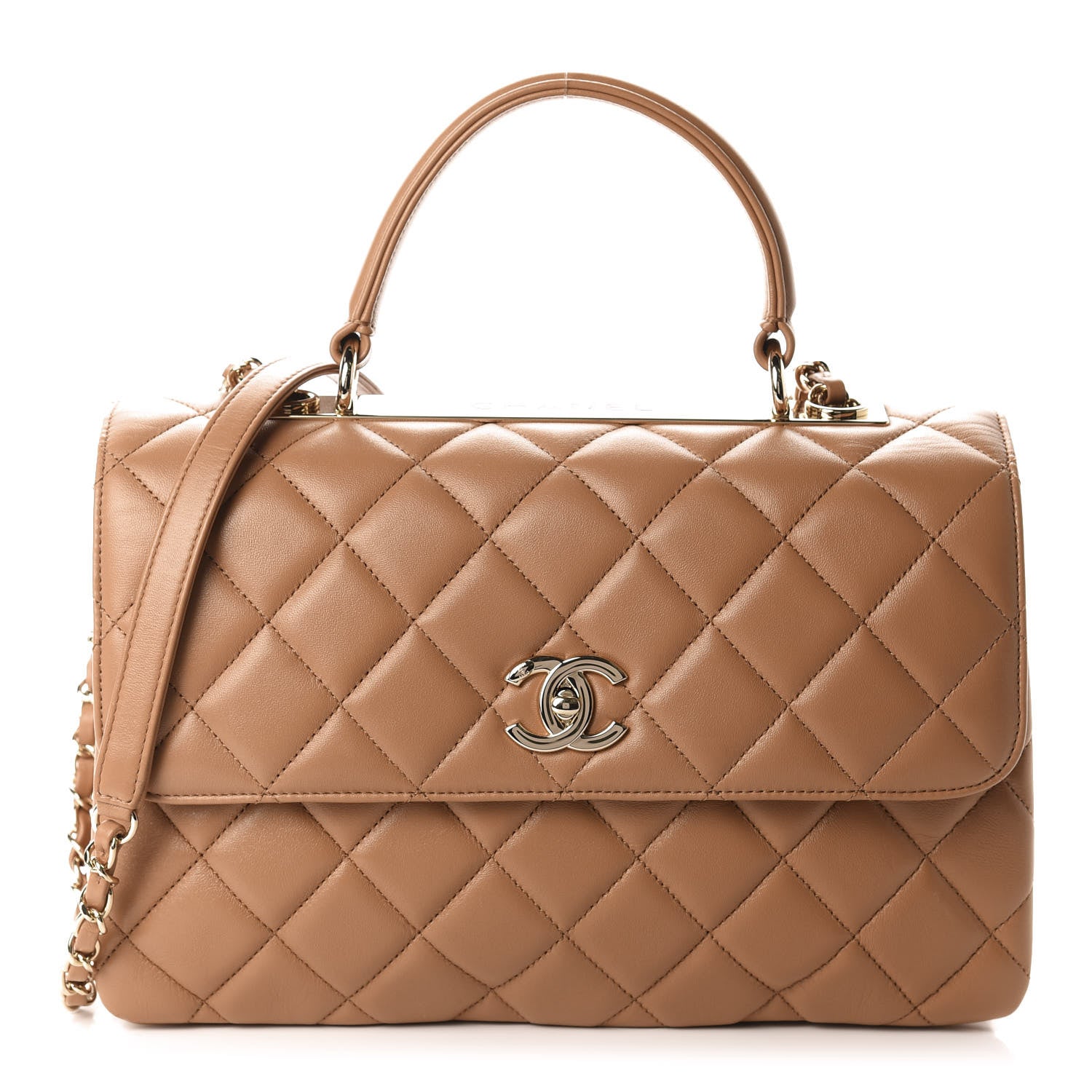 Chanel Lambskin Quilted Medium Trendy CC Flap Dual Handle Bag Light Brown 1 of 10