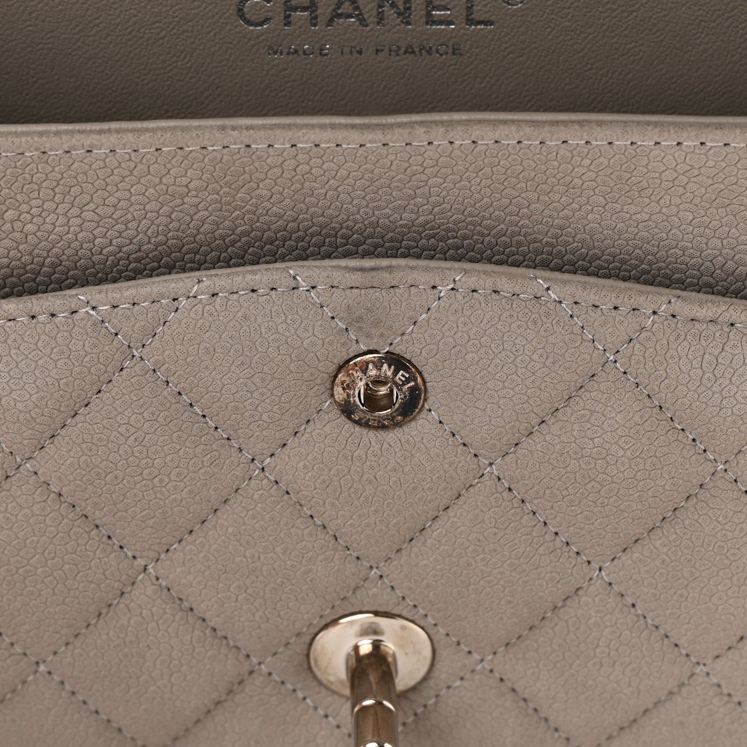 Chanel Iridescent Caviar Quilted Medium Double Flap Grey 13 of 16