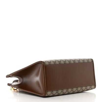 Gucci GG Supreme Monogram Azalea Calfskin Small Retro Interlocking G Tote Bag Beige Ebony Brown Sugar 4 of 17