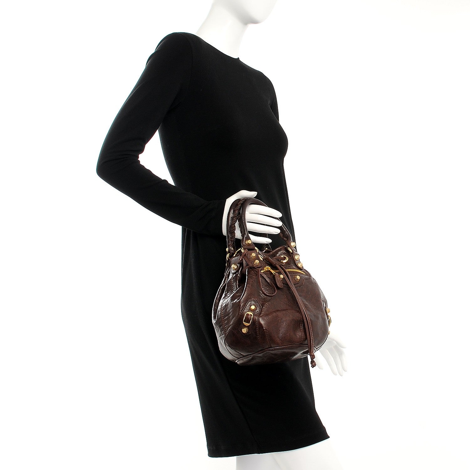 Balenciaga Agneau Giant 12 Gold Hardware Mini Pompom Cigare Fonce 3 of 8