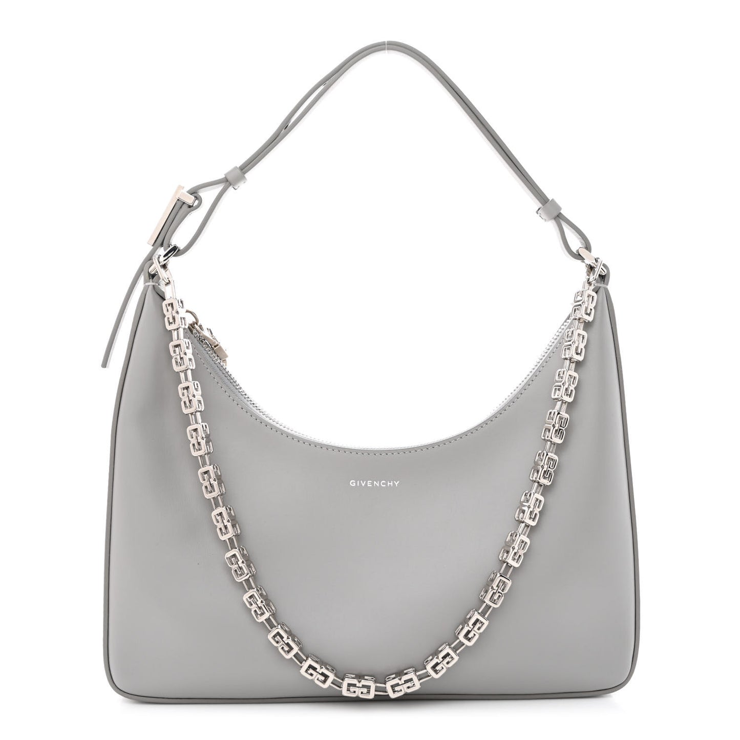 Smooth Calfskin Small Moon Cut Out Shoulder Bag Grey