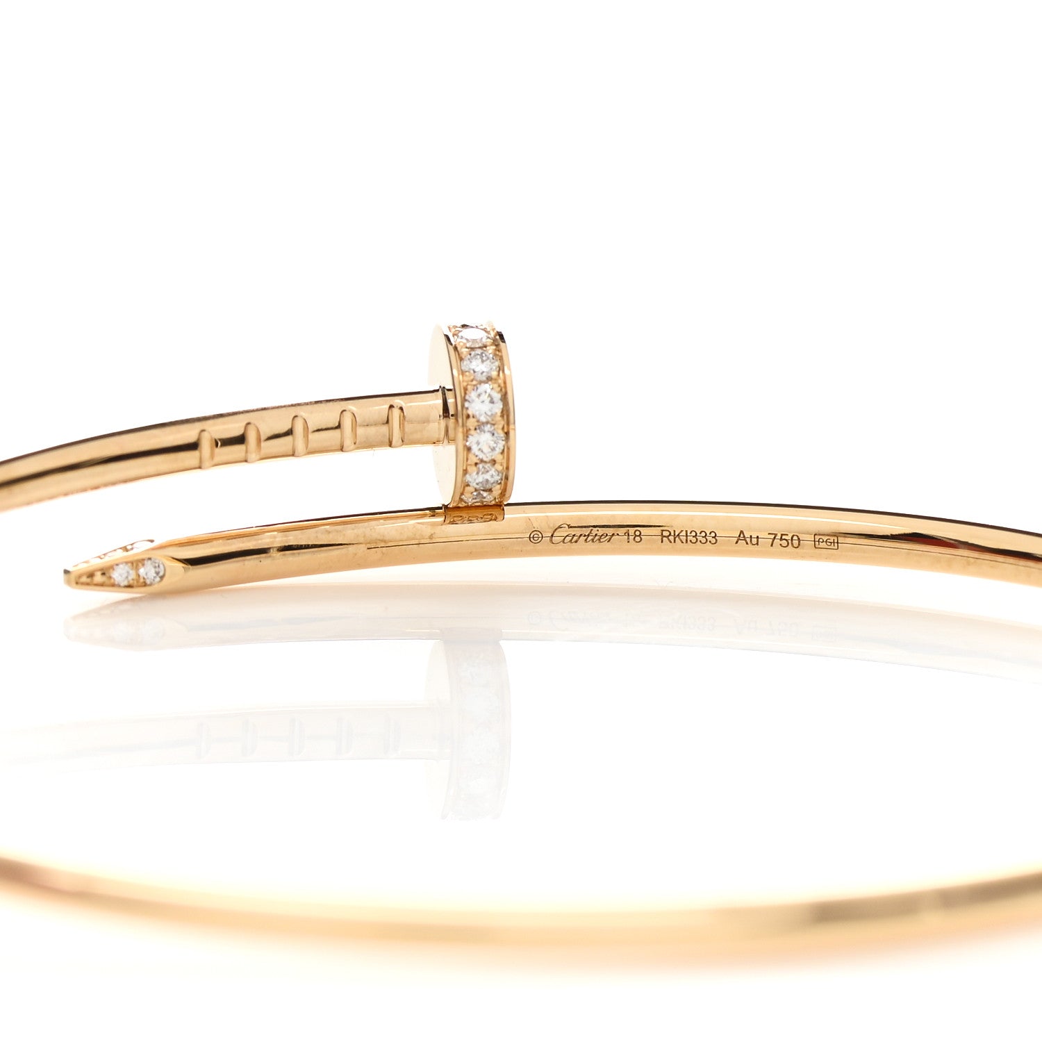 Cartier 18K Yellow Gold Diamond Small Juste Un Clou Bracelet 18 3 of 3