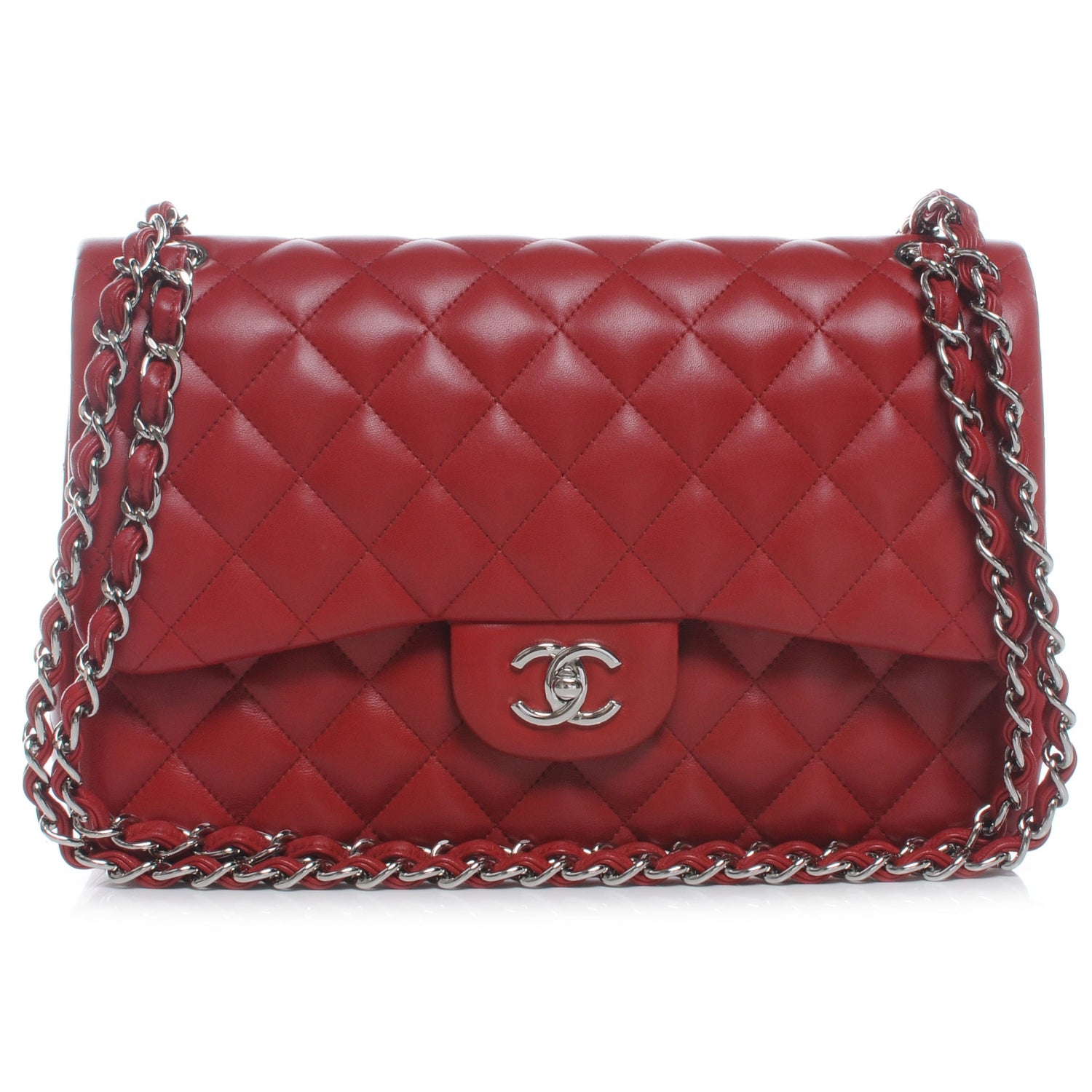 Chanel Lambskin Jumbo Double Flap Red 1 of 8