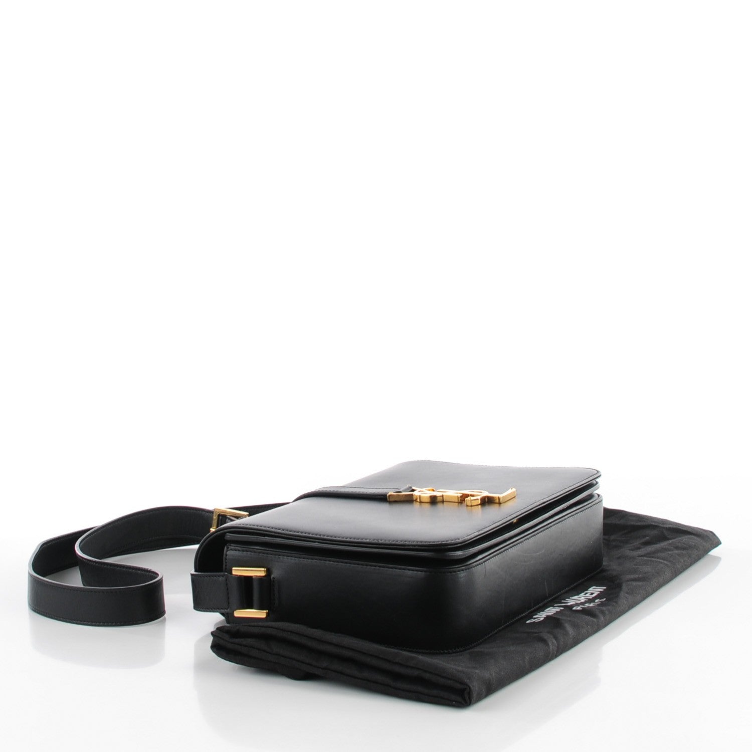 Saint Laurent Smooth Calfskin Medium Classic Monogram Universite Bag Black 5 of 11