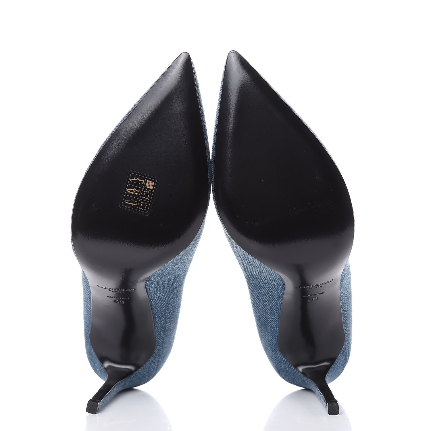 Saint Laurent Denim Classic Paris Escarpin V 105 Skinny Pumps 40 Light Blue 5 of 8