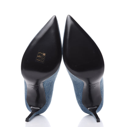 Saint Laurent Denim Classic Paris Escarpin V 105 Skinny Pumps 40 Light Blue 5 of 8