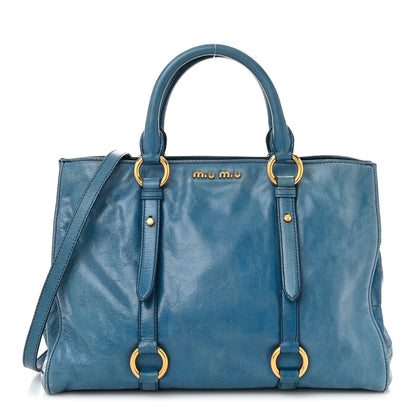Miu Miu Vitello Shine Double Zip Tote Oceano 1 of 11