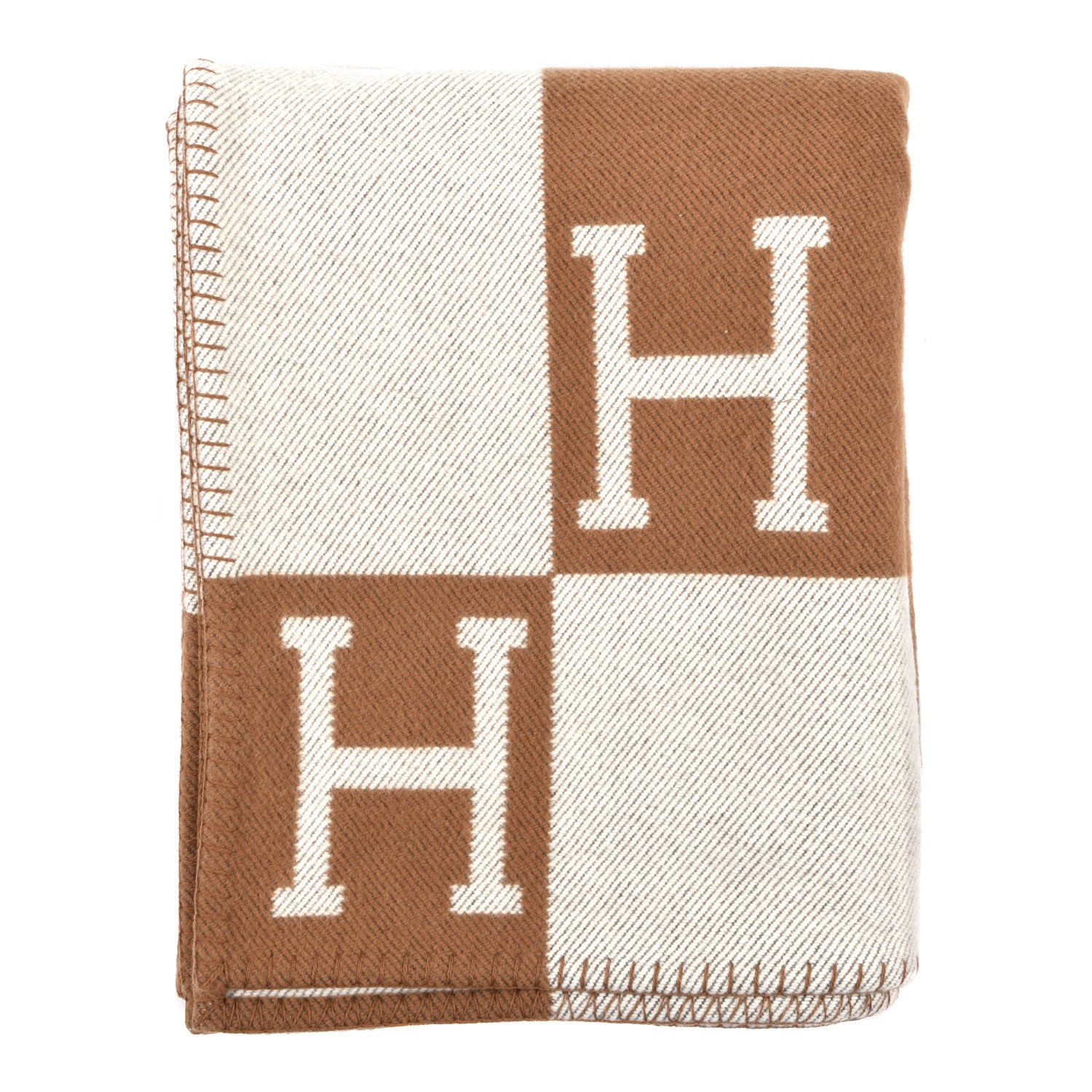 Hermes Wool Cashmere Avalon Blanket Ecru Camel 1 of 3
