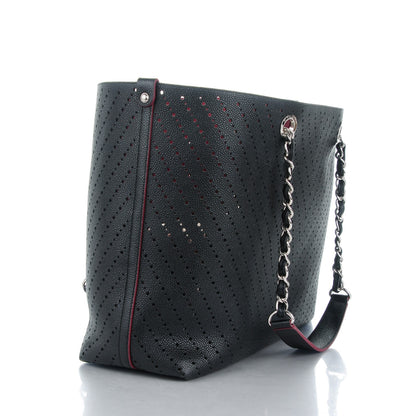 Chanel Perforated Grained Calfskin Large Shopping Tote Black 4 of 8
