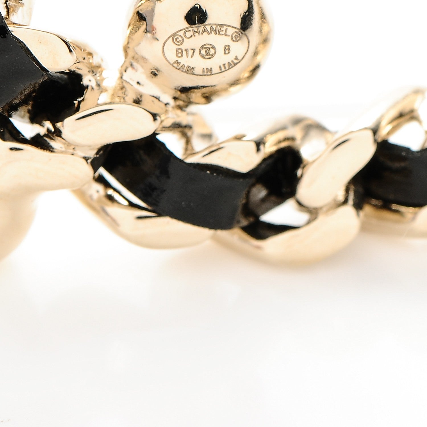 Chanel CC Pearl Chain Brooch Black Gold 4 of 4