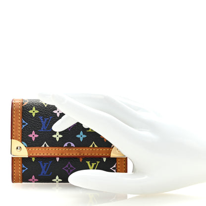 Louis Vuitton Monogram Multicolor Porte-Monnaie Plat Coin Purse Black 2 of 6