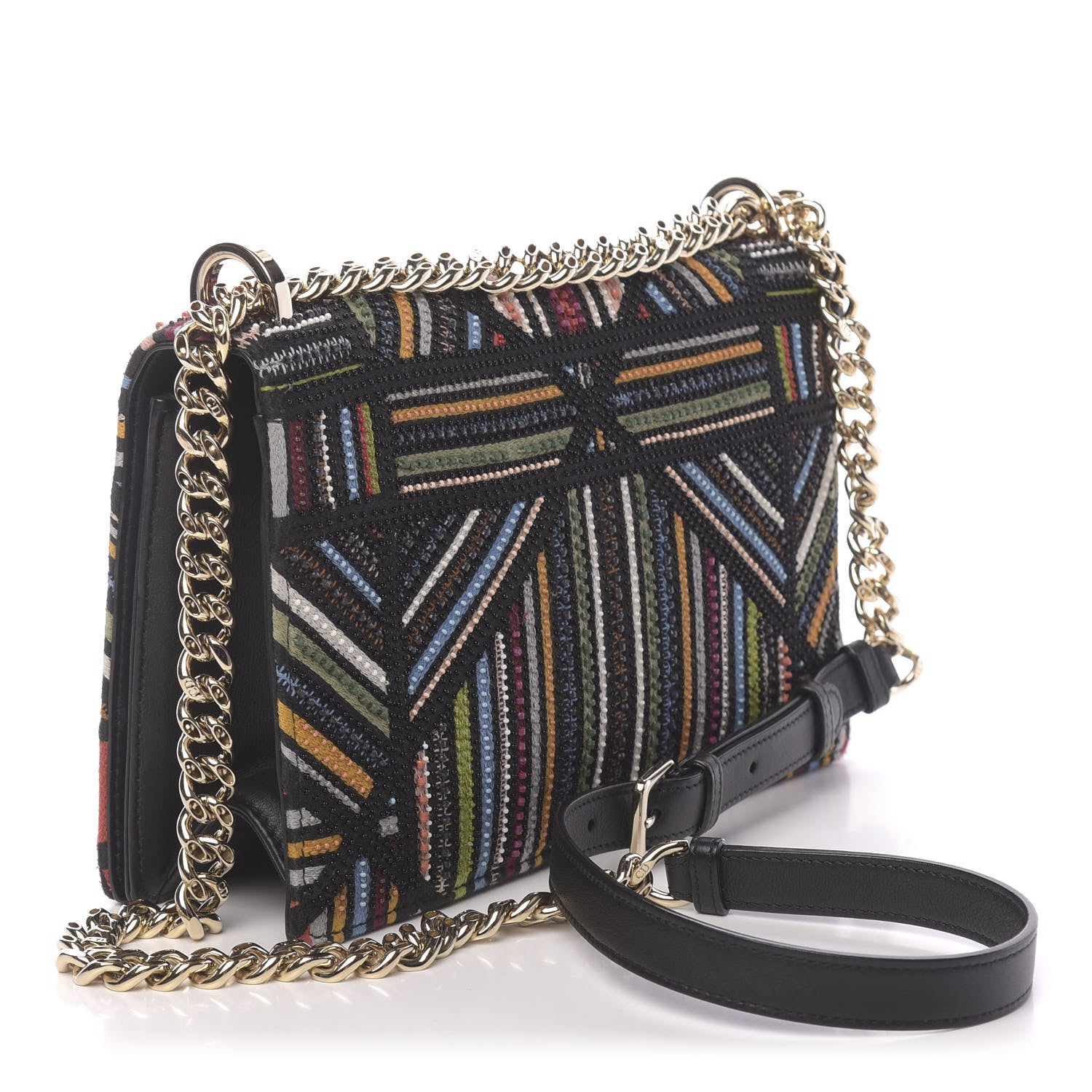 Christian Dior Embroidered Striped Medium Diorama Flap Bag Multicolor 3 of 16
