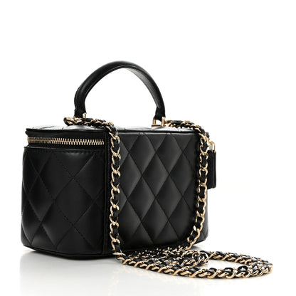Chanel Lambskin Quilted Small Top Handle Vanity Case With Chain Black 2 of 11