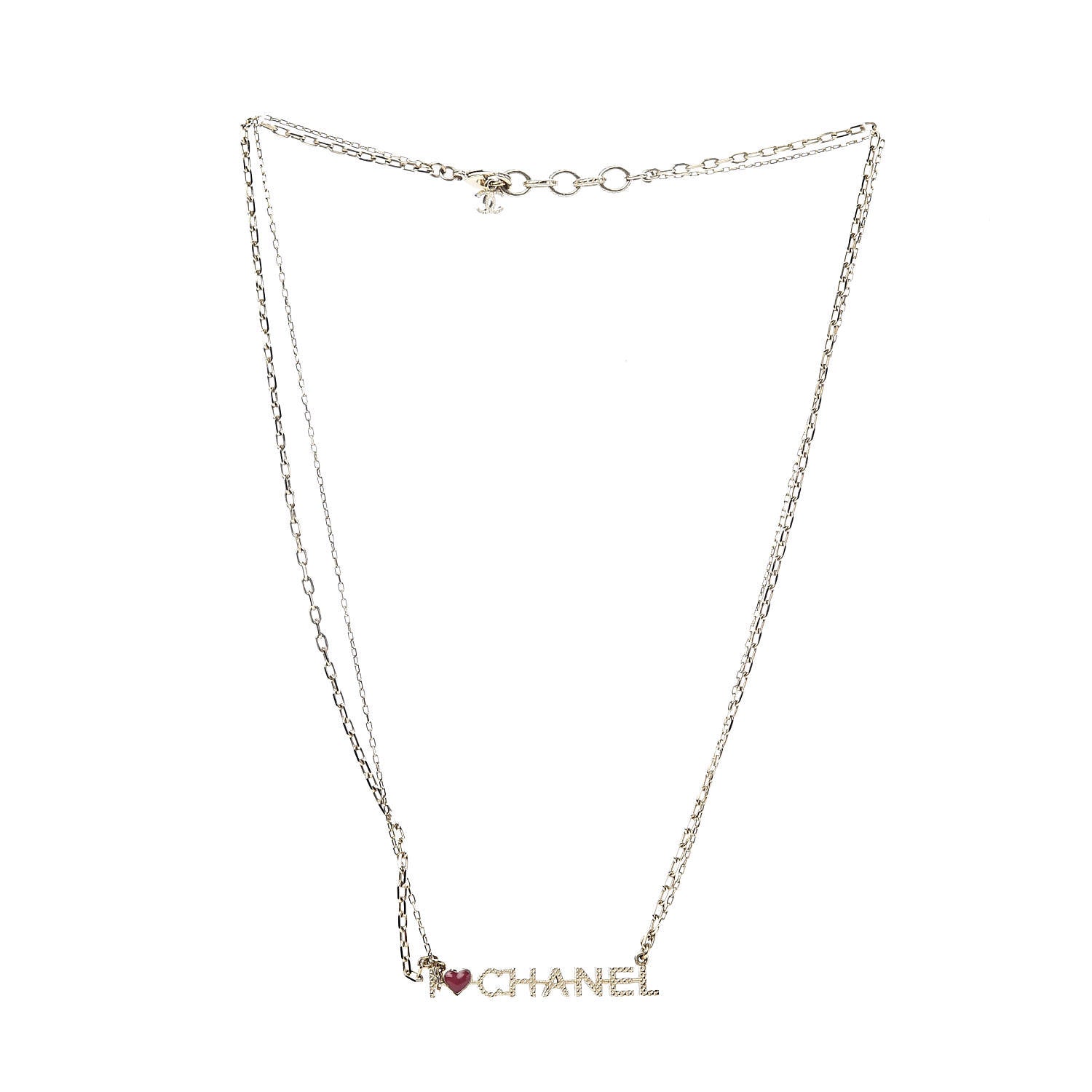 Chanel Quilted I Heart Logo Necklace Gold 3 of 6