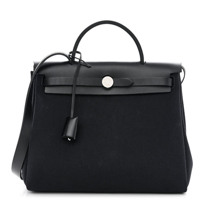 Hermes Military Toile Vache Hunter Herbag Zip Retourne 31 PM Black 1 of 13