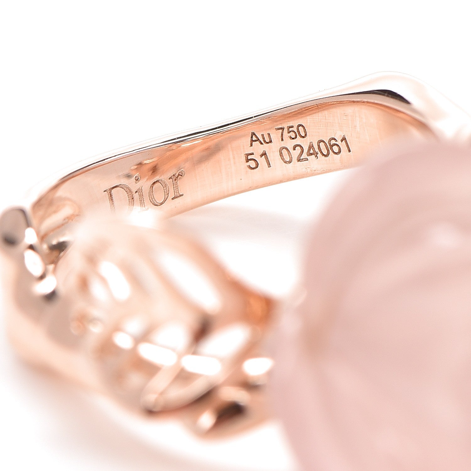 Christian Dior 18K Pink Gold Diamond Rose Quartz Dior Pre Catelan Ring 51 5.75 4 of 6
