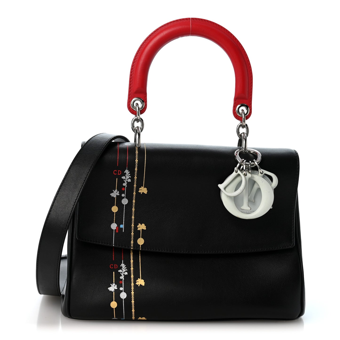 Smooth Calfskin Small Tri-Color Be Dior Flap Black Red Light Blue