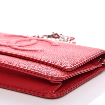 Chanel Caviar Timeless CC Wallet On Chain WOC Dark Pink 12 of 14