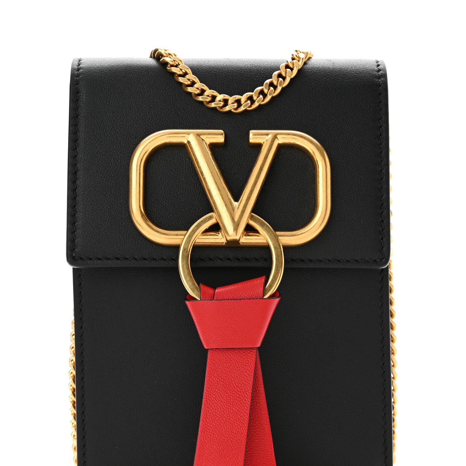 Valentino Garavani Calfskin VRing Phone Pouch Black 7 of 9