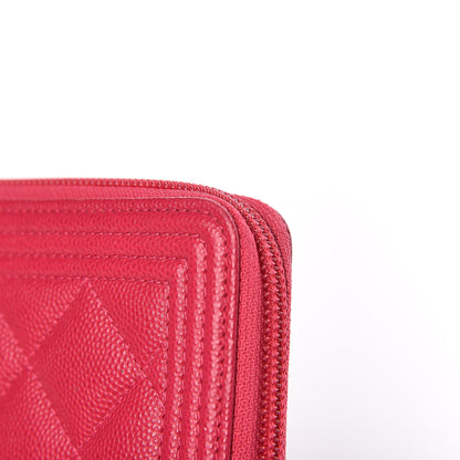 Chanel Caviar Quilted Small Boy Zip Around Wallet Fuchsia 10 of 11