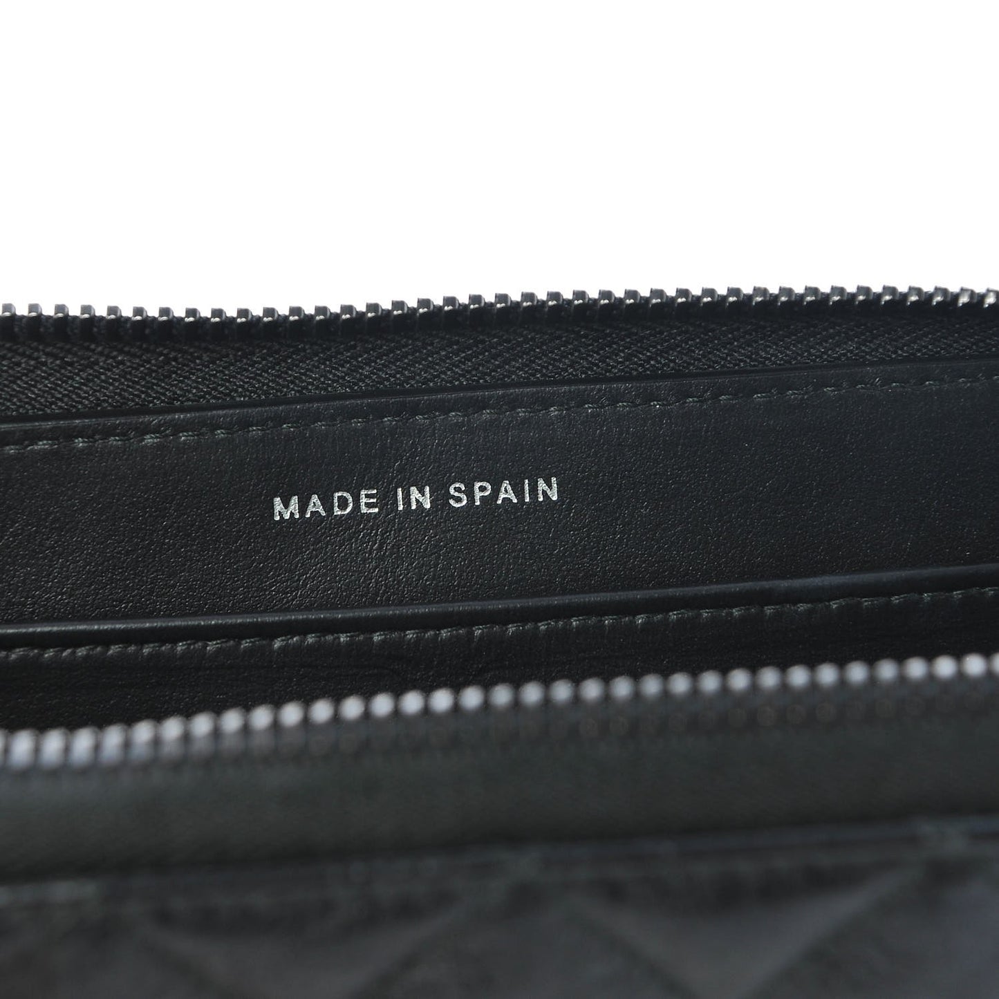 Crumpled Calfskin Quilted Large Zip Around Wallet So Black