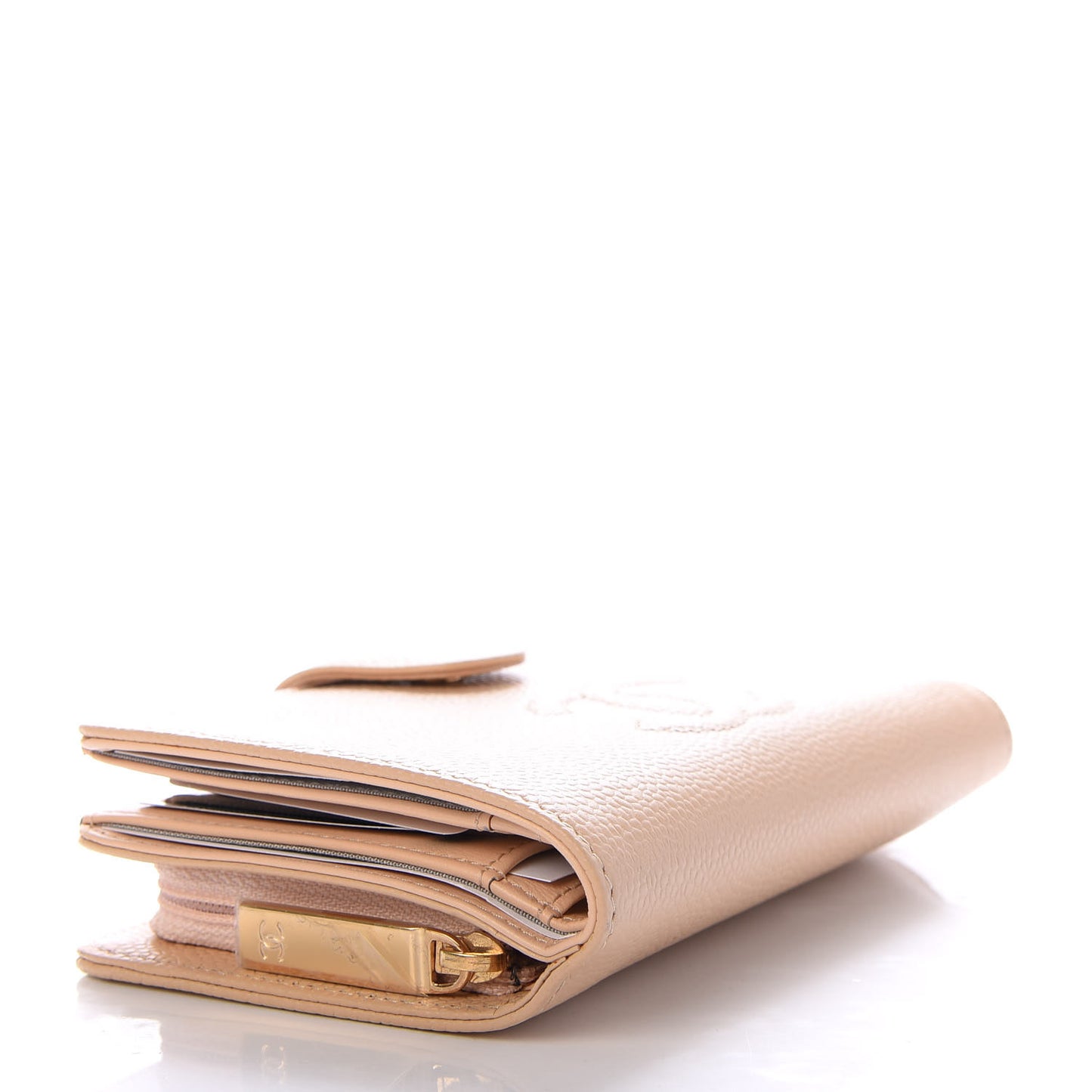 Caviar Timeless CC French Wallet Beige