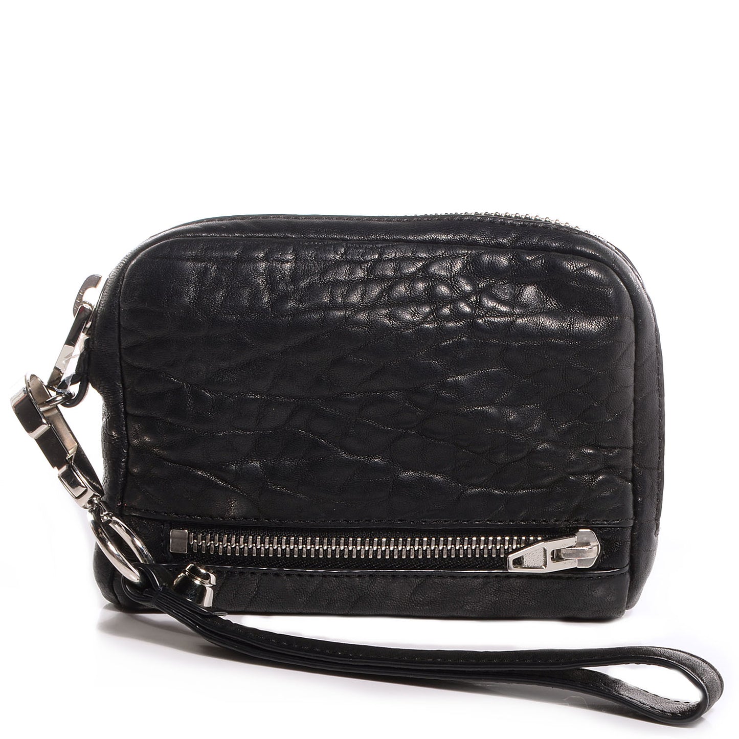 Pebbled Lambskin Large Fumo Clutch Black