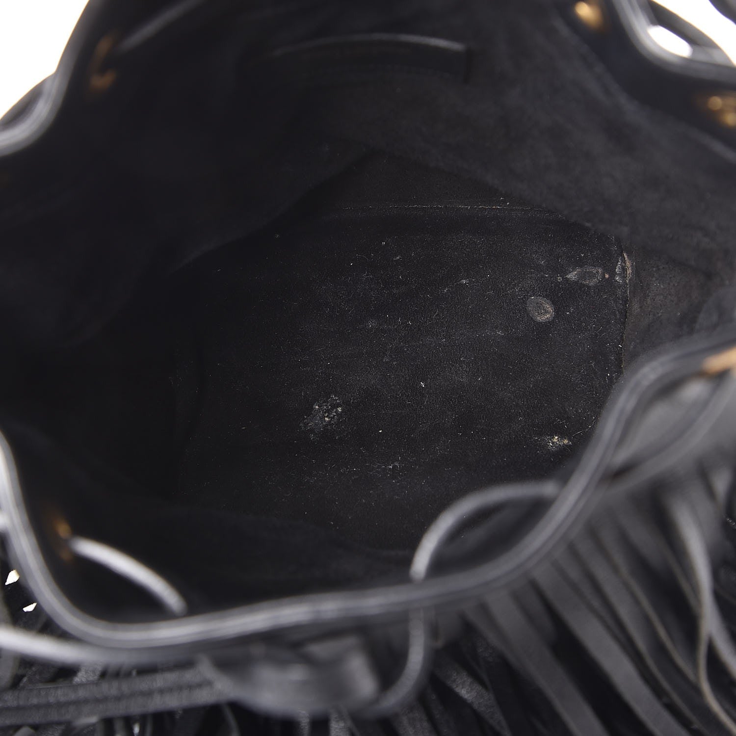 Saint Laurent Calfskin Small Emmanuelle Fringe Bucket Bag Black 6 of 19