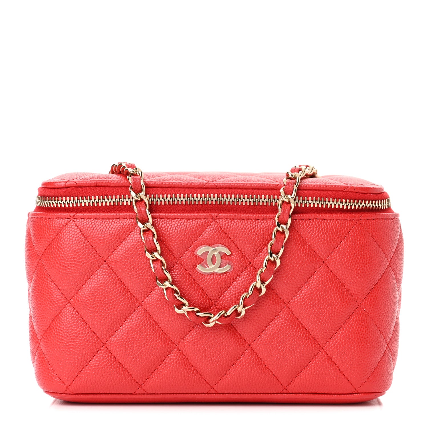 Chanel Caviar Quilted Small Vanity Case With Chain Red 1 of 11