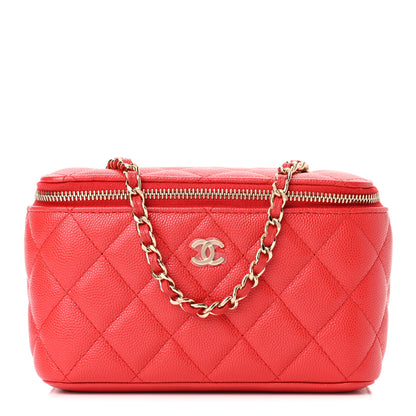Chanel Caviar Quilted Small Vanity Case With Chain Red 1 of 11