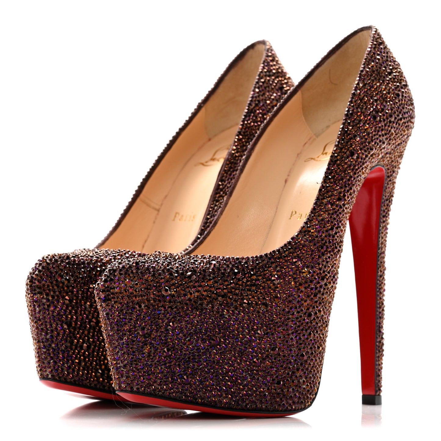 Crystal Suede Burma Daffodile Strass 160 Pumps 38 Plum