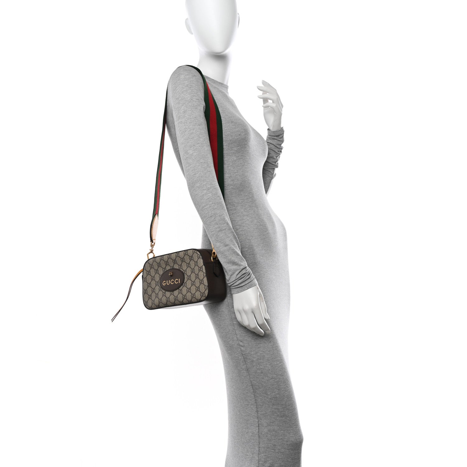 Gucci GG Supreme Monogram Web Neo Vintage Shoulder Bag Beige New Acero Crop 2 of 14