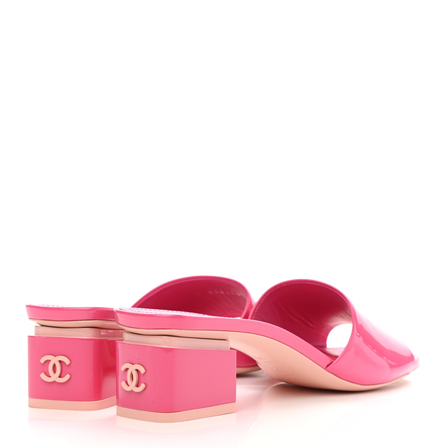 Chanel Patent Calfskin CC Mules 38 Dark Pink Light Pink 4 of 8