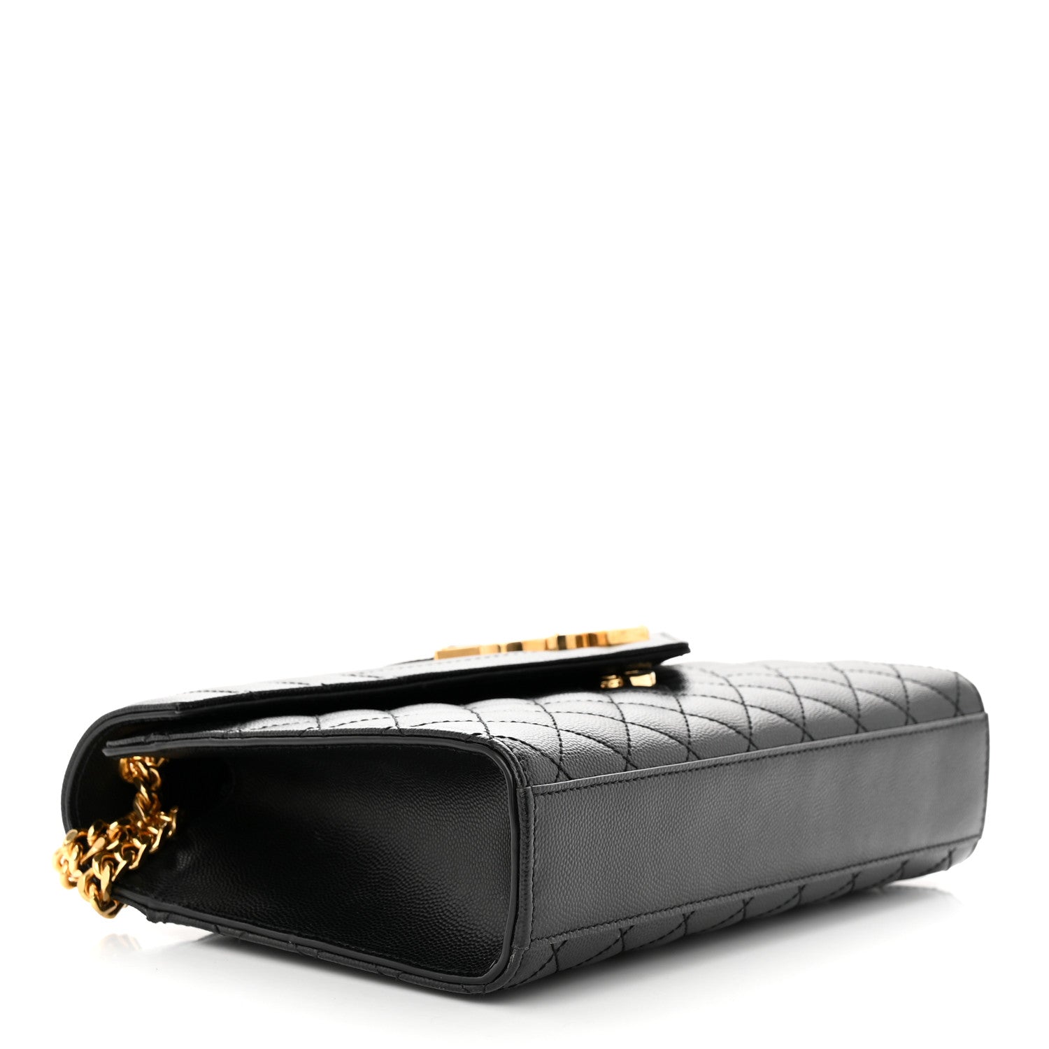 Saint Laurent Grain De Poudre Textured Mixed Matelasse Triquilt Medium Monogram Satchel Black 4 of 10