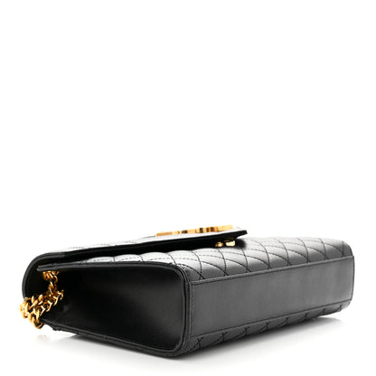 Saint Laurent Grain De Poudre Textured Mixed Matelasse Triquilt Medium Monogram Satchel Black 4 of 10