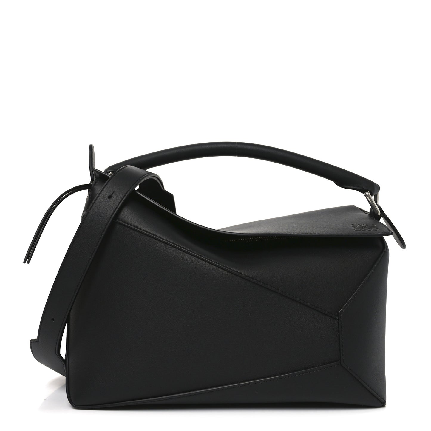Calfskin Medium Puzzle Edge Bag Black