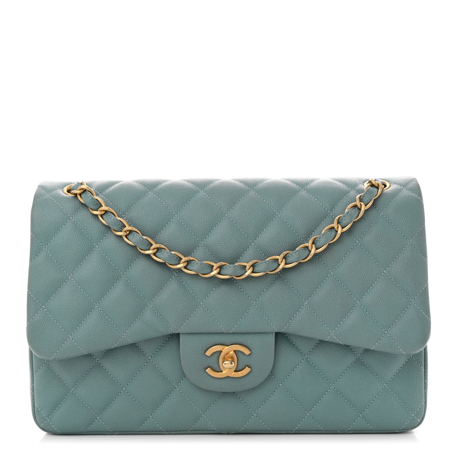 Chanel Iridescent Caviar Quilted Jumbo Double Flap Light Blue 1 of 10