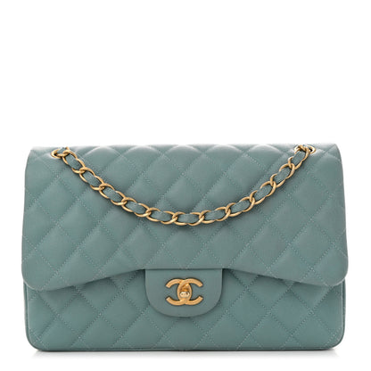 Chanel Iridescent Caviar Quilted Jumbo Double Flap Light Blue 1 of 10